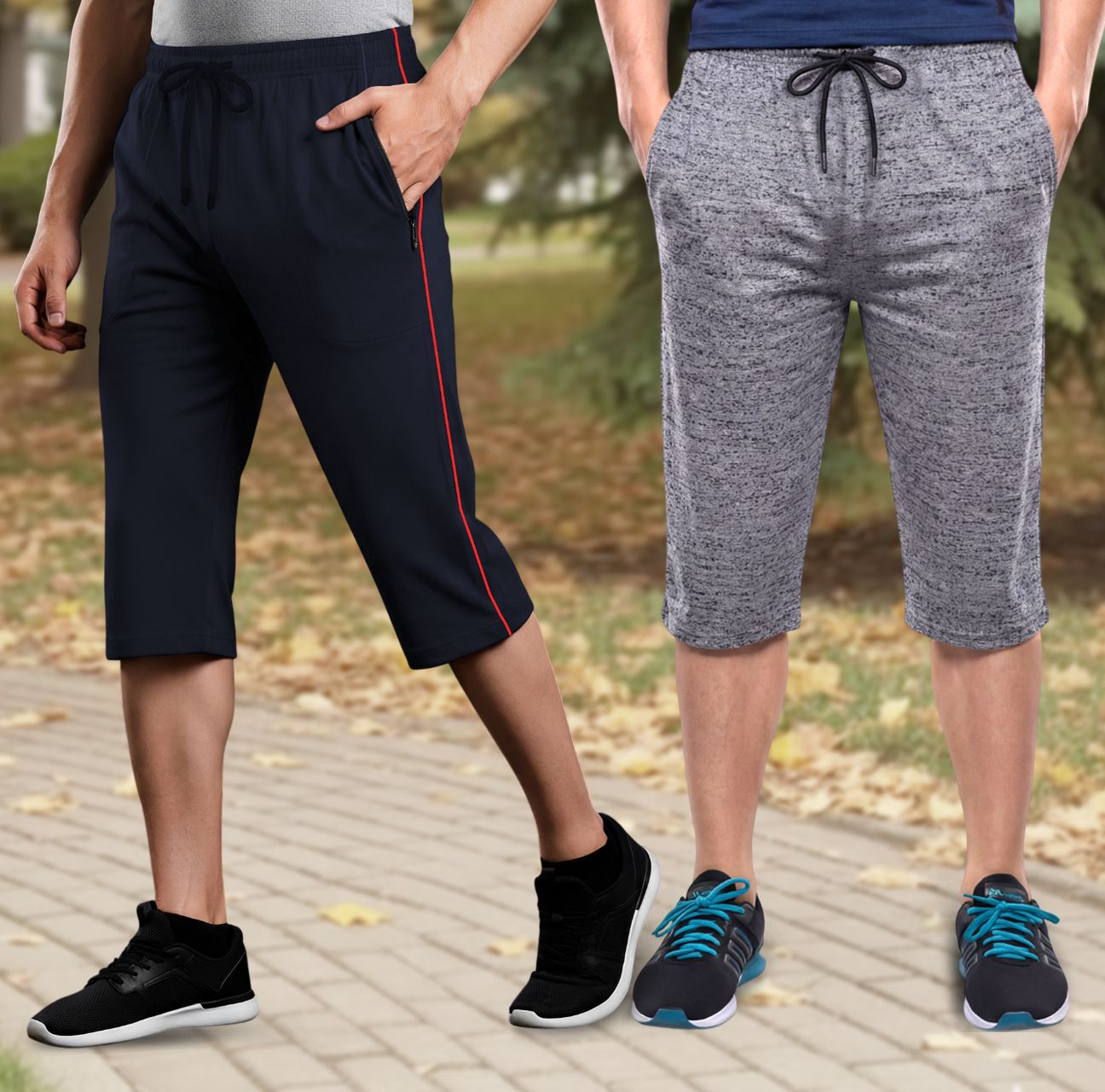 feel track Solid, Printed Men Three Fourths-picture-18
