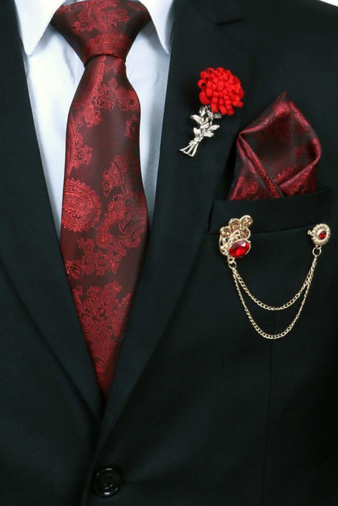 RANDOME STRIPE Satin Cufflink & Tie Pin Set-image-20