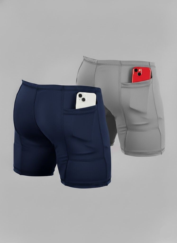 troopline Solid Men Dark Blue, Grey Tights-picture-4
