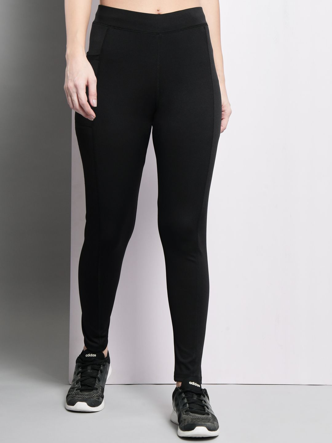 being runner Solid Women Black Tights-picture-10
