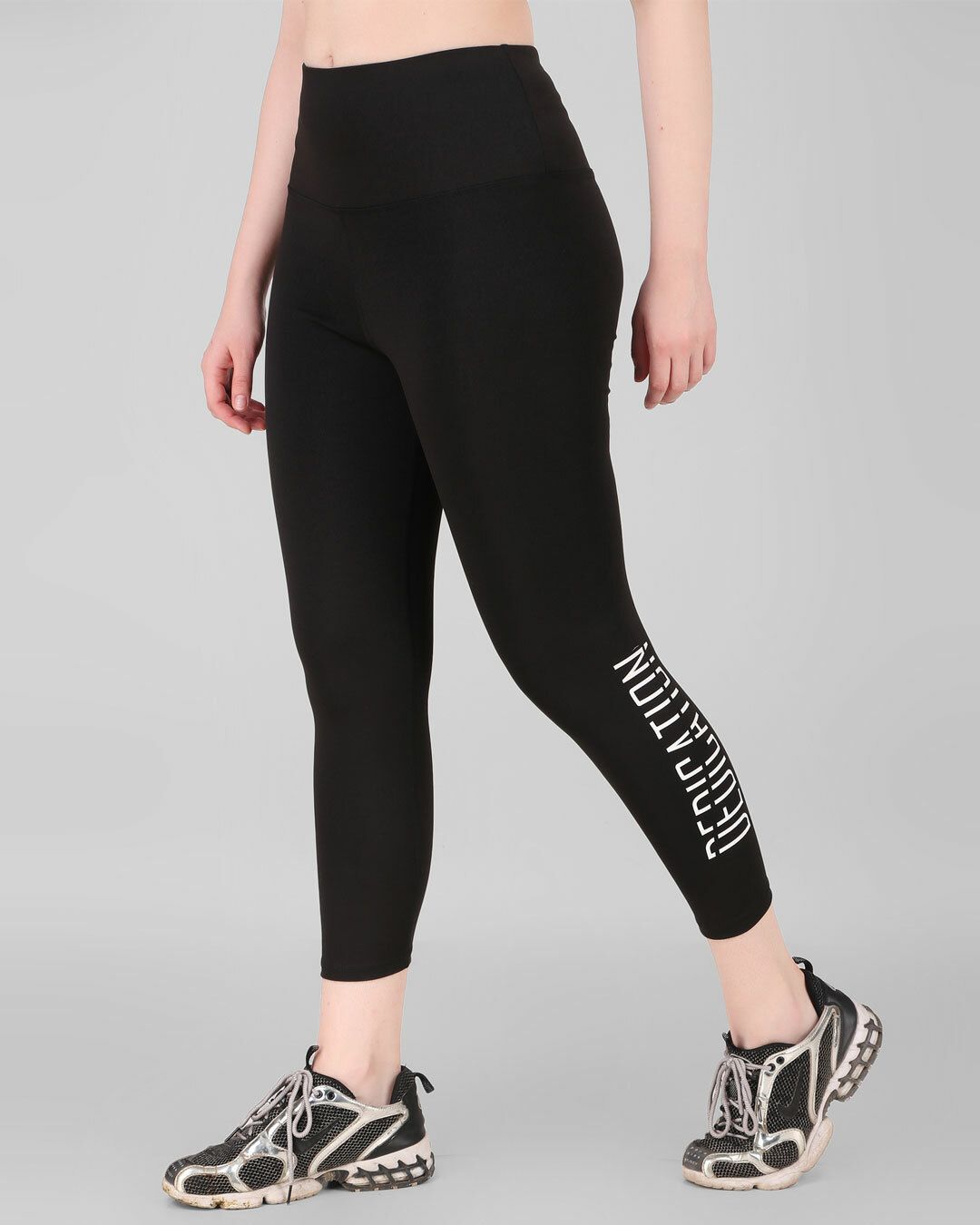 Typography Women Black Tights-image-8