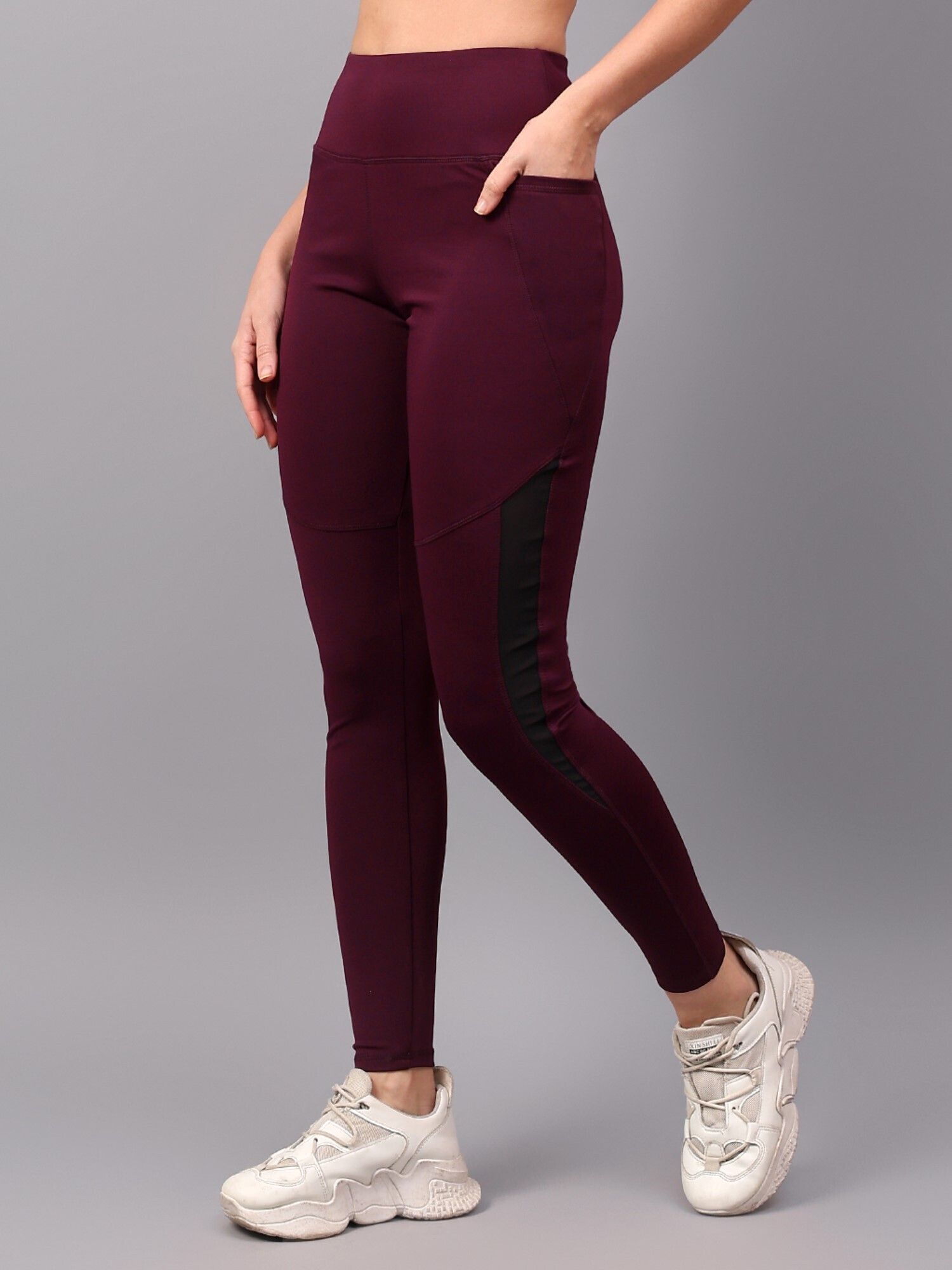 cosvos Solid Women Maroon Tights-picture-21