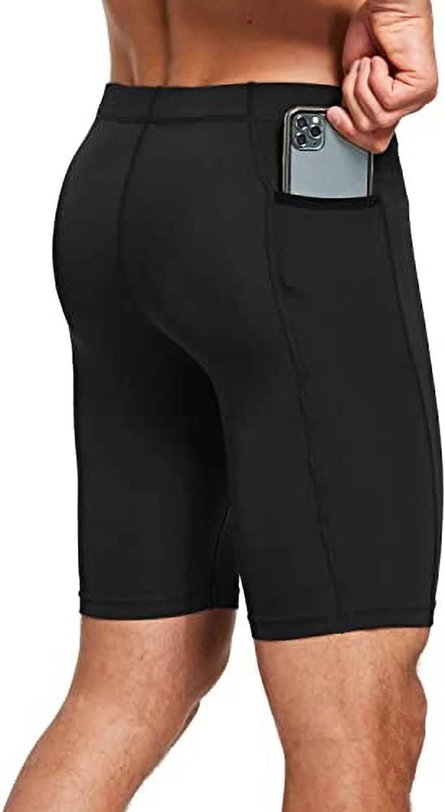 never quit Solid Men Black Tights-picture-30