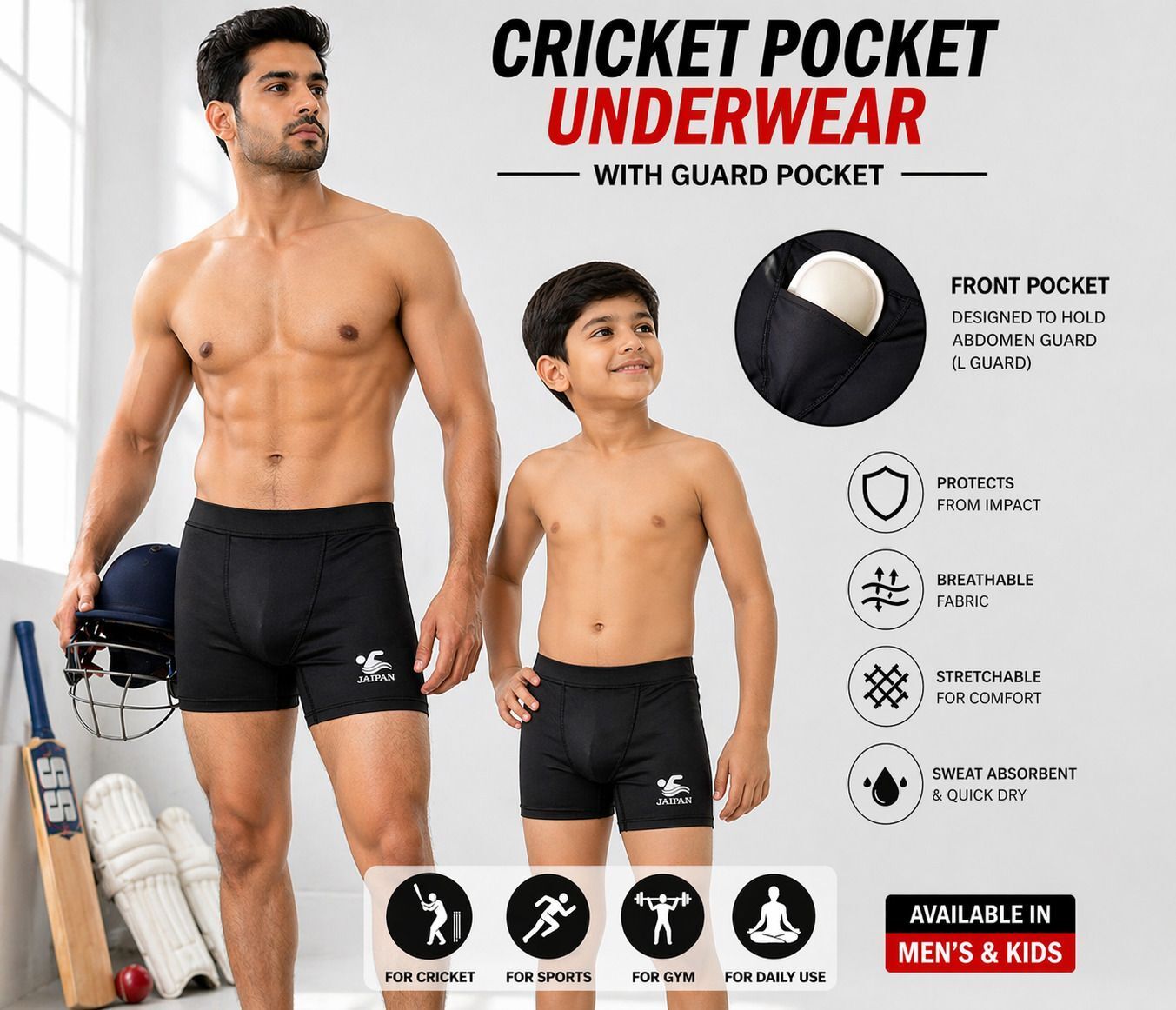 jaipans Solid Men Black Tights-picture-24