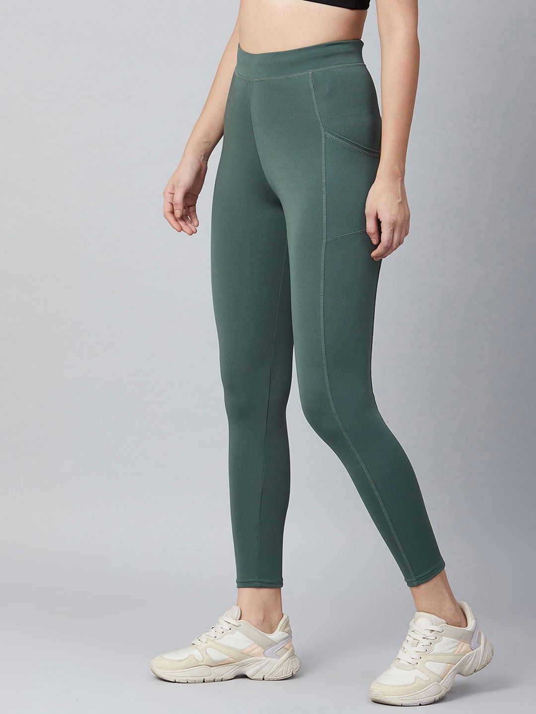 blinkin Solid Women Dark Green Tights-picture-20