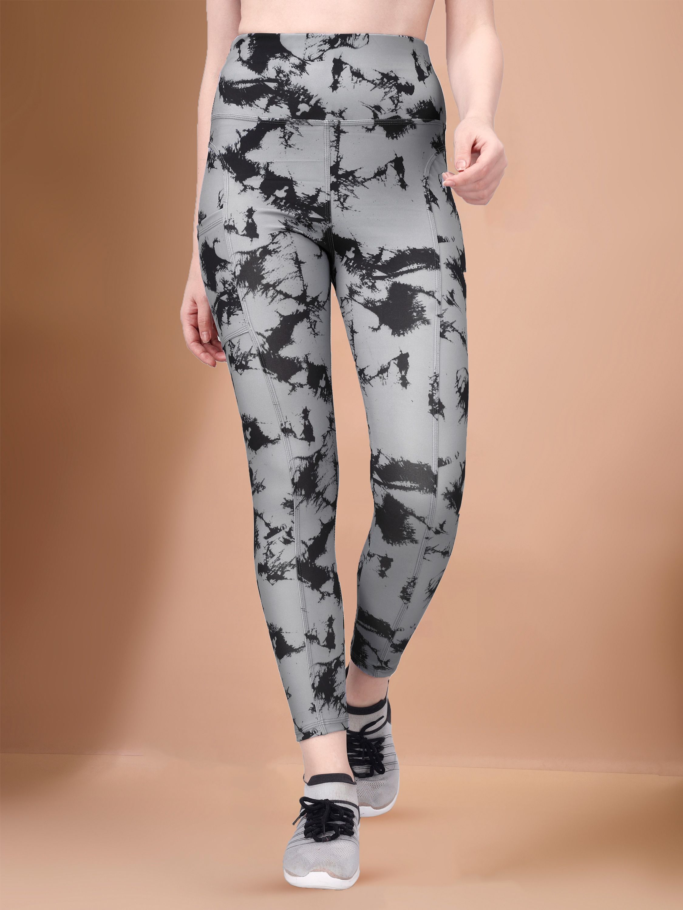 Printed Women Grey Tights-image-36