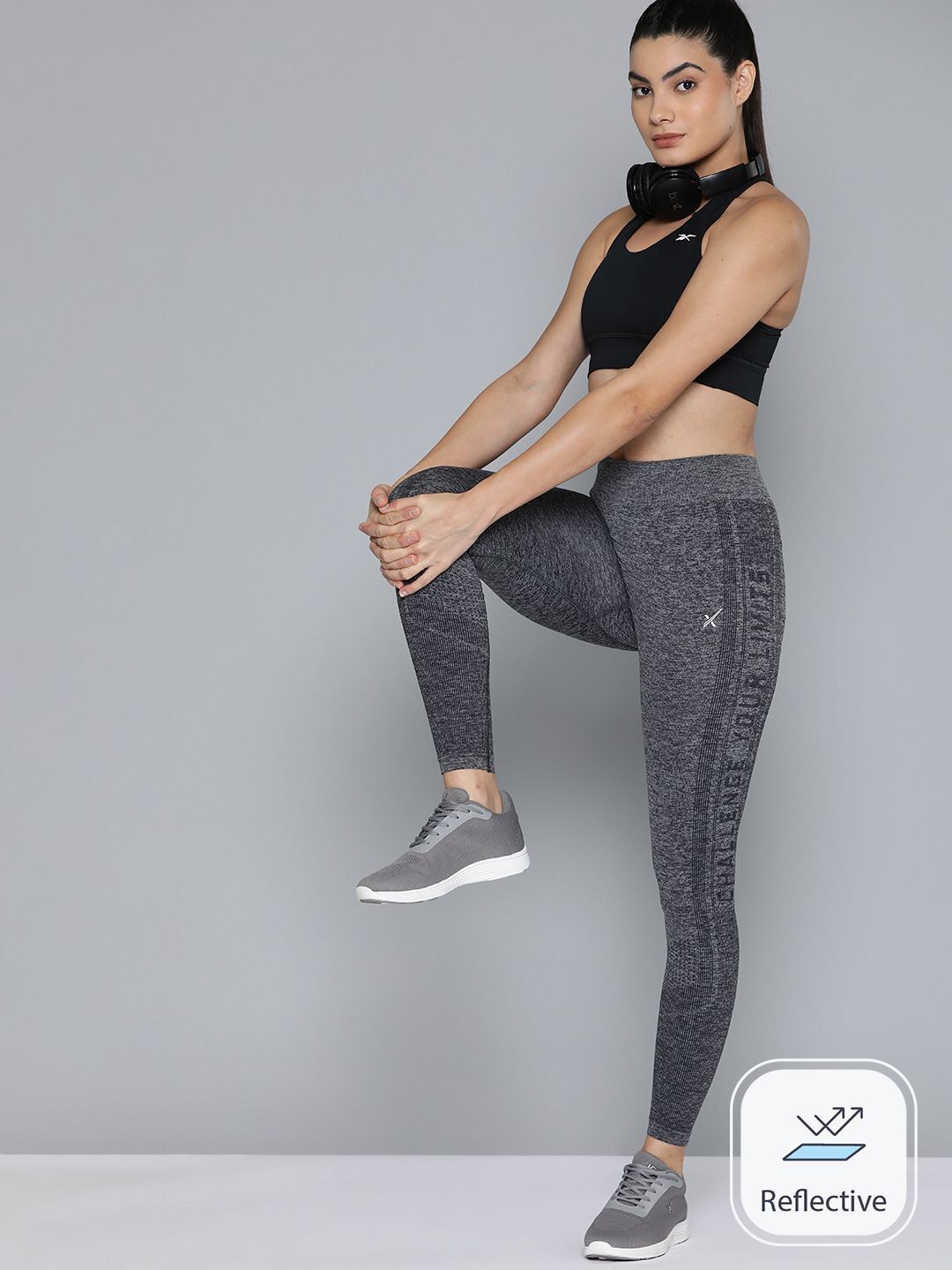 hrx by hrithik roshan Printed Women Grey Tights-picture-19