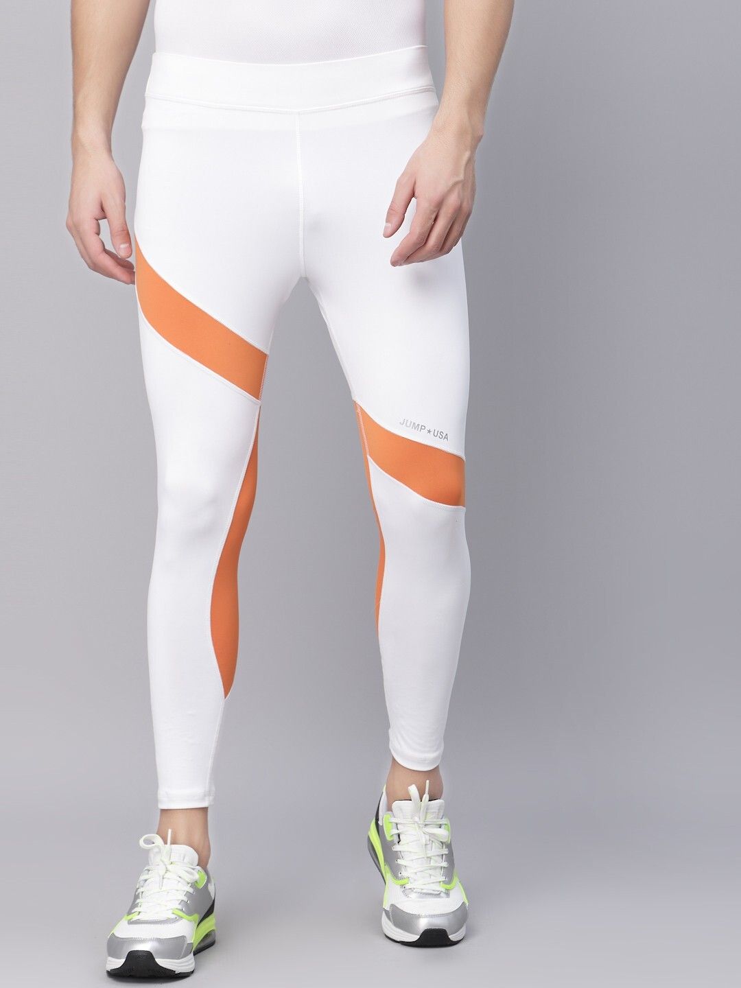 Solid Men White, Orange Tights-image-16