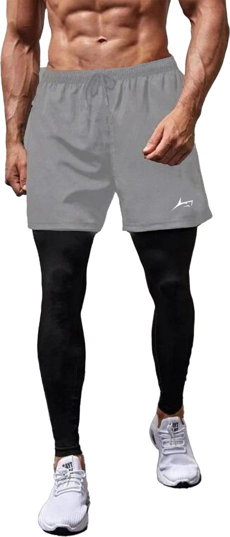 Solid Men Grey Tights