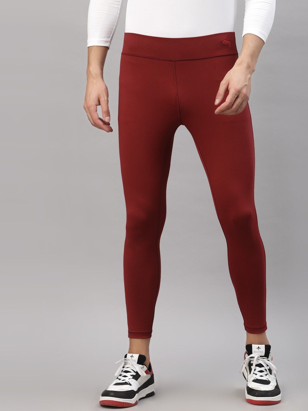 jump usa Solid Men Maroon Tights-picture-27