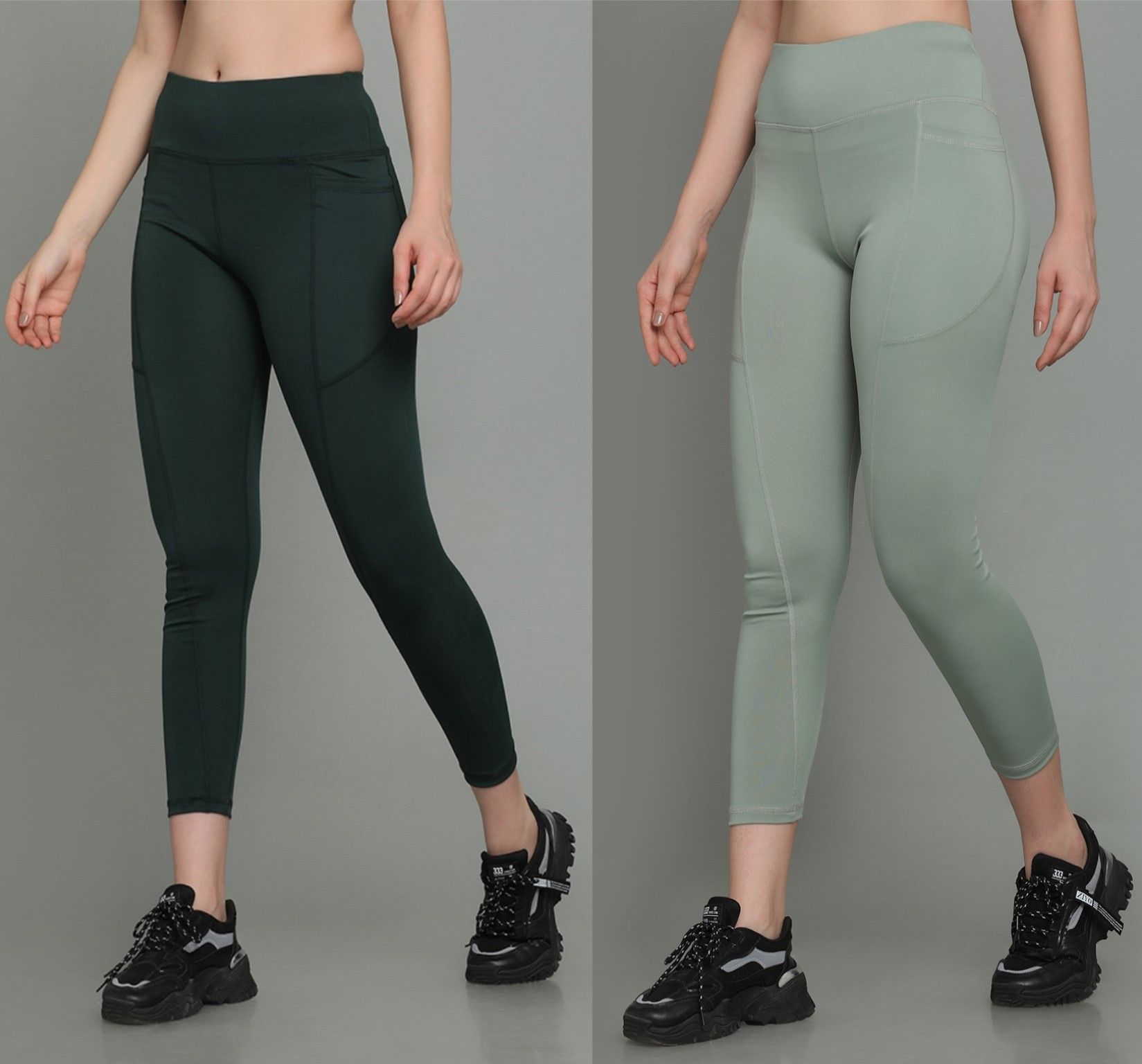 cosvos Solid Women Dark Green, Light Green Tights-picture-24