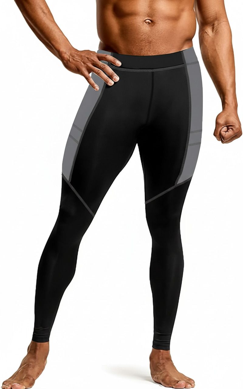 never quit Color Block Men Black Tights-picture-11