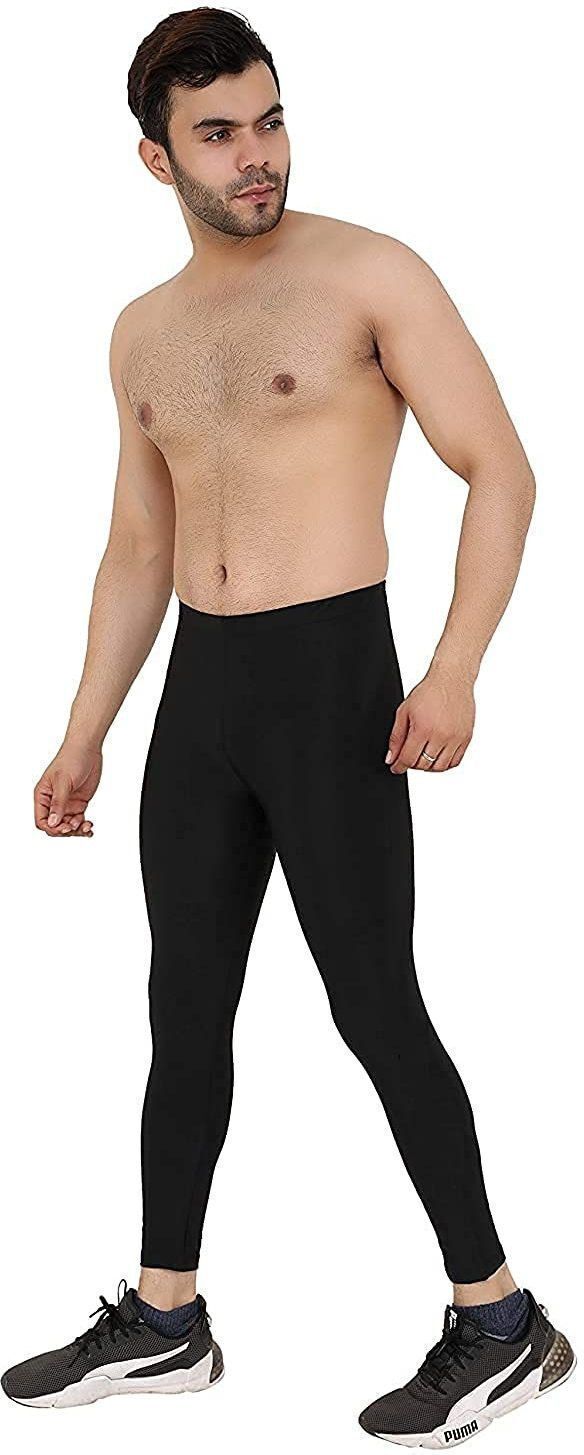 train hard everyday Solid, Color Block Men Black Tights-picture-18