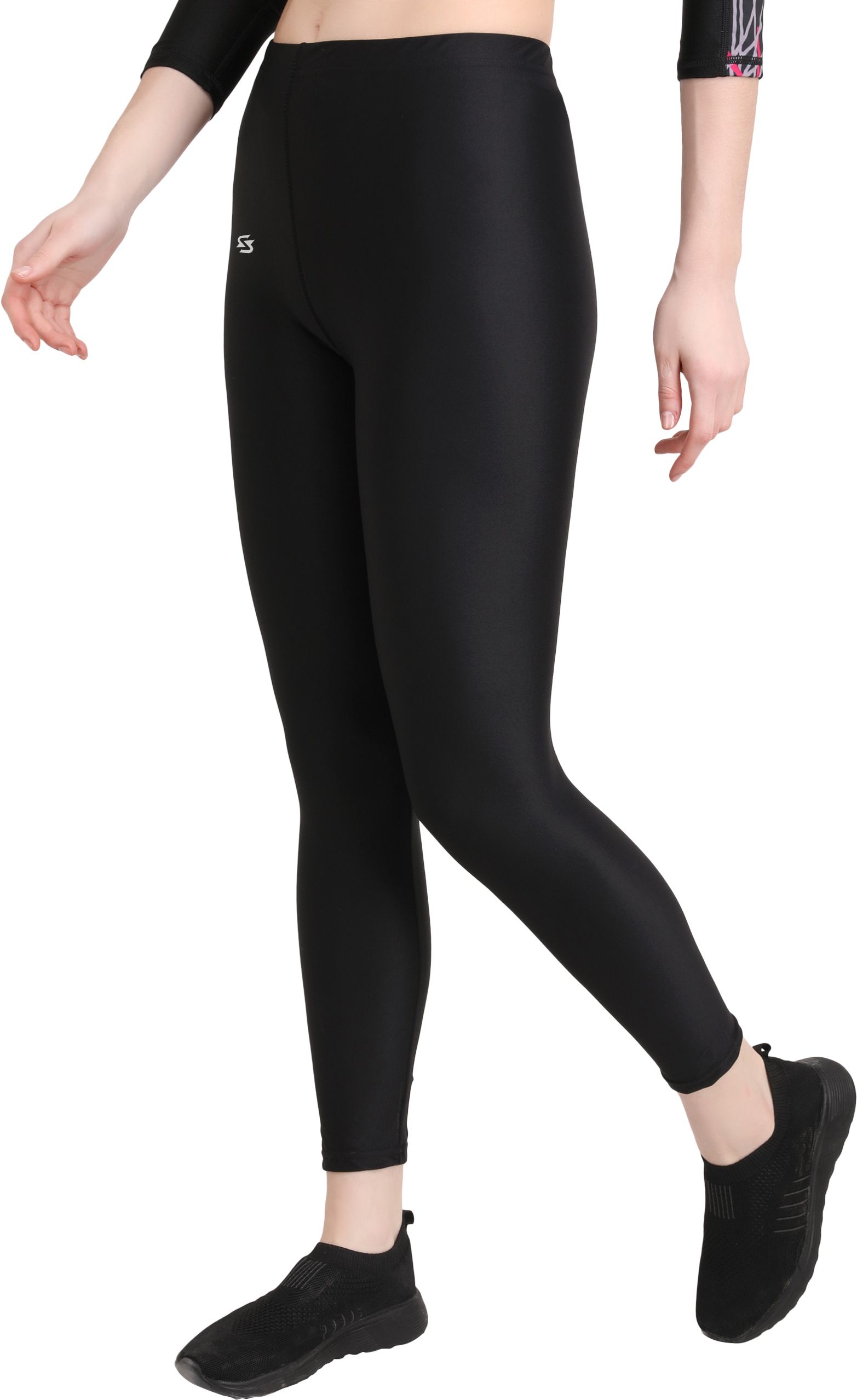 sportinger Solid Women Black Tights-picture-13