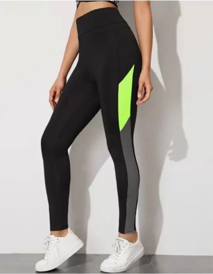 Color Block Women Green Tights