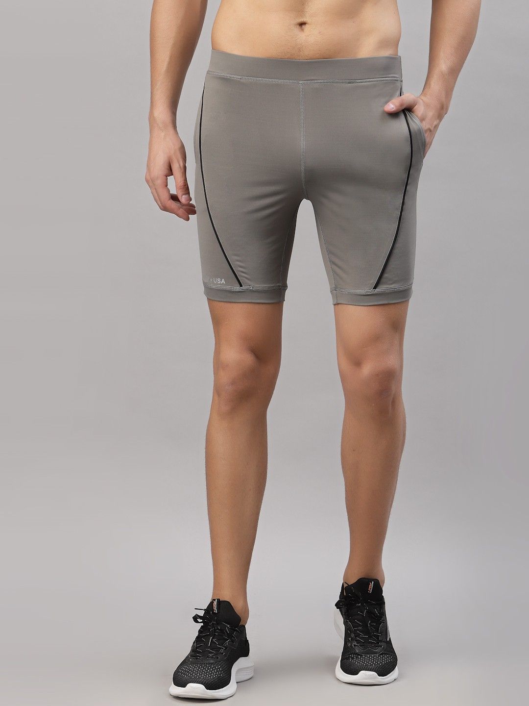 jump usa Solid Men Grey Tights-picture-12
