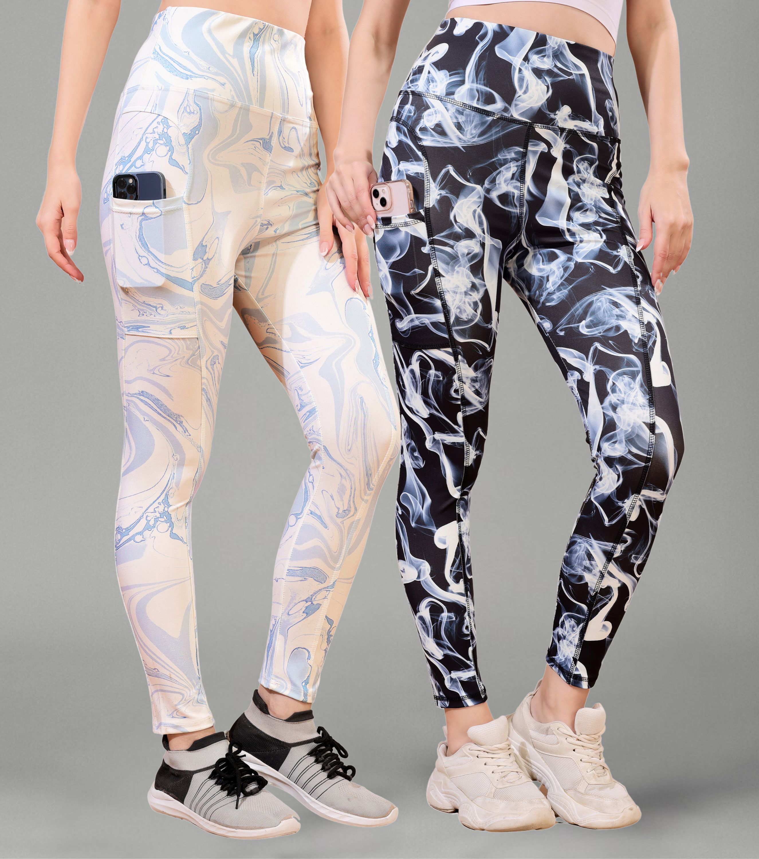 poojaran Printed Women White, Black Tights-picture-10