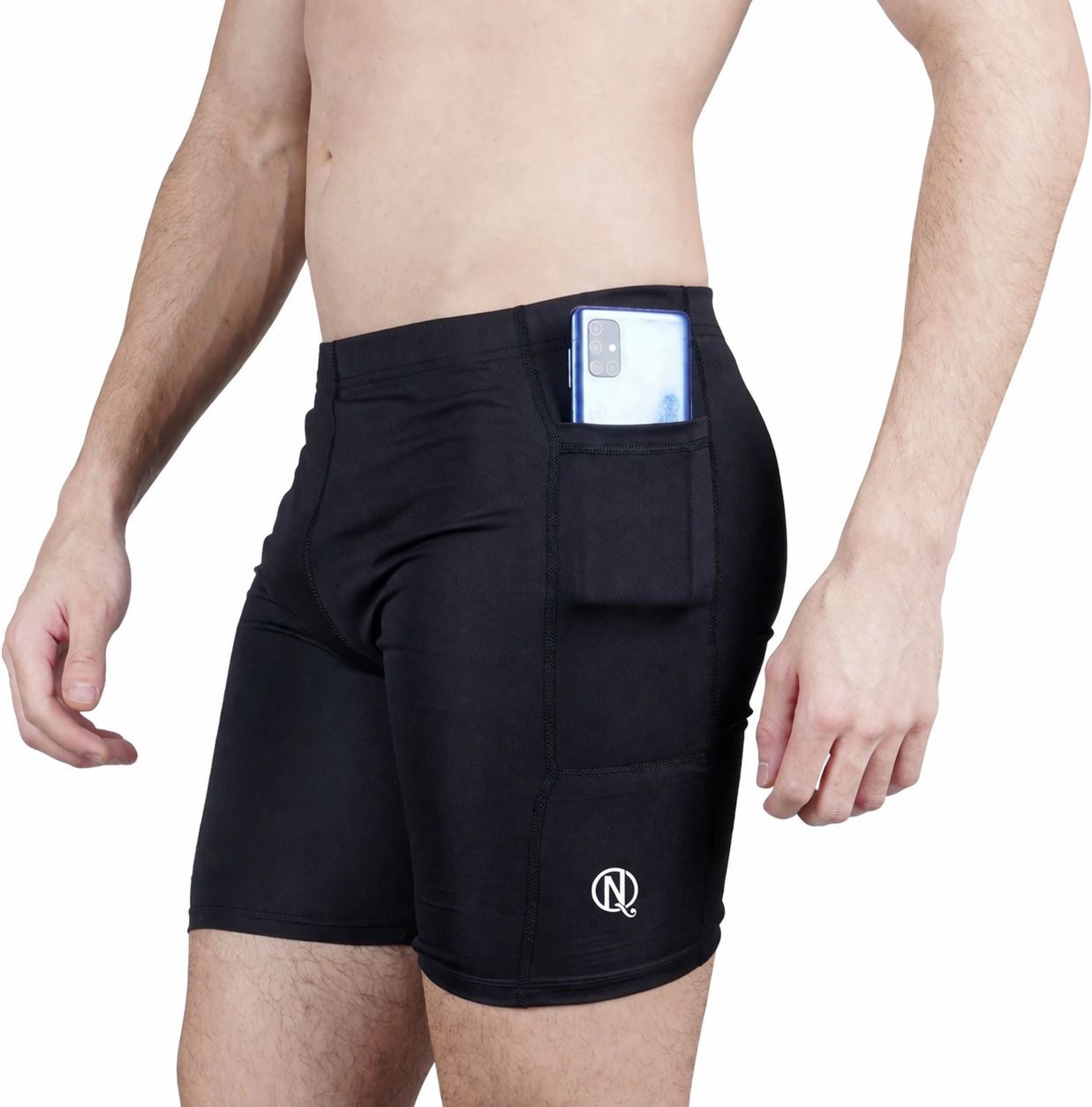 never quit Solid Men Black Tights-picture-42