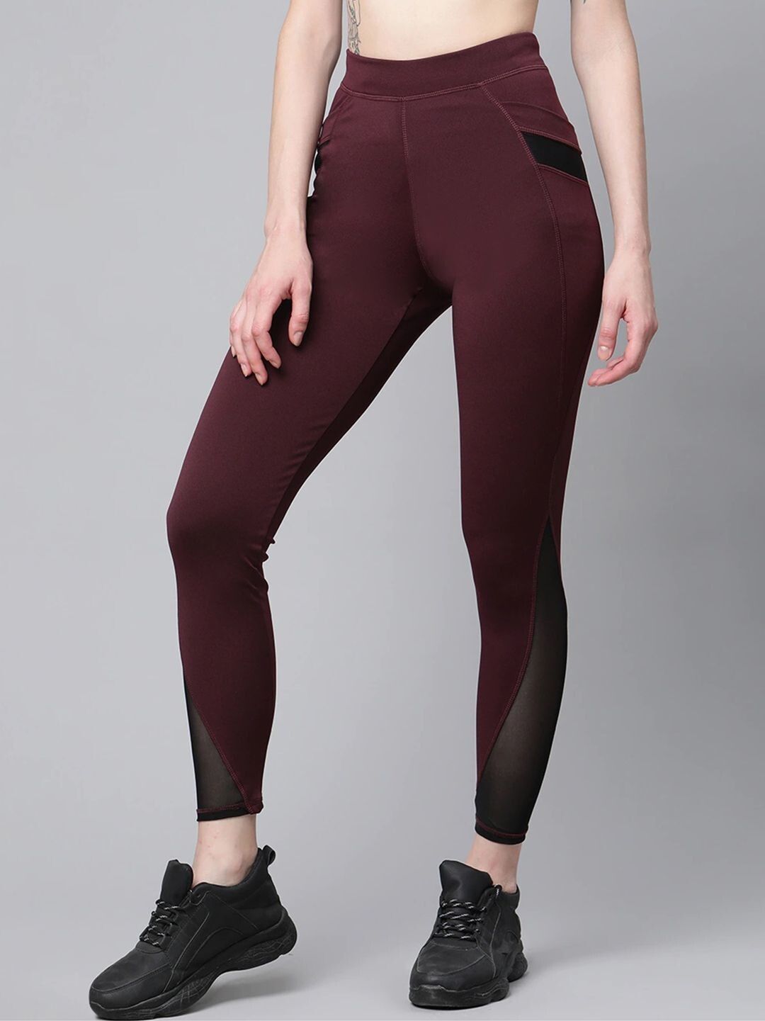 blinkin Solid Women Maroon Tights-picture-21