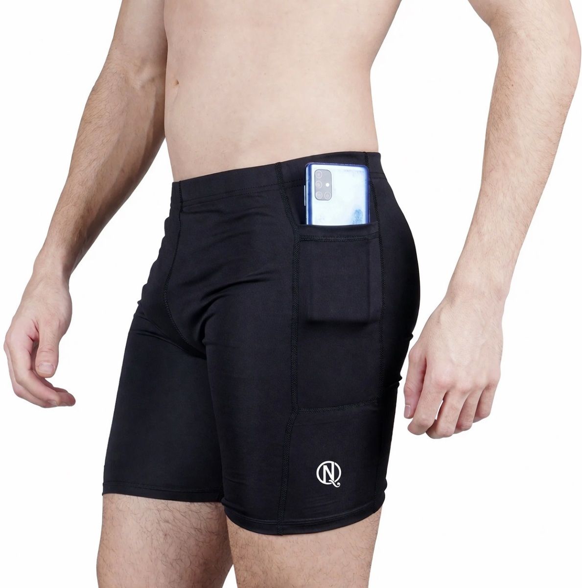never quit Solid Men Black Tights-picture-20