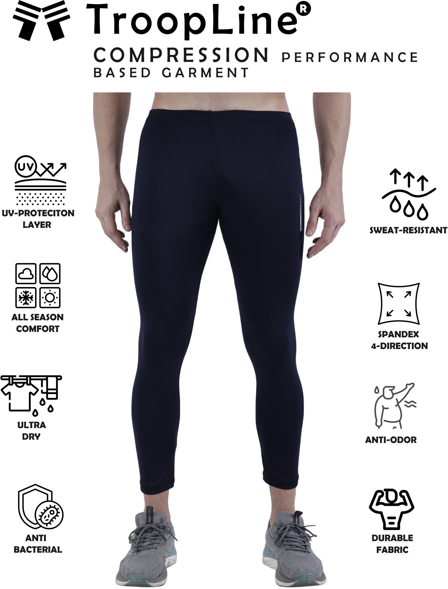 Solid Men Dark Blue Tights