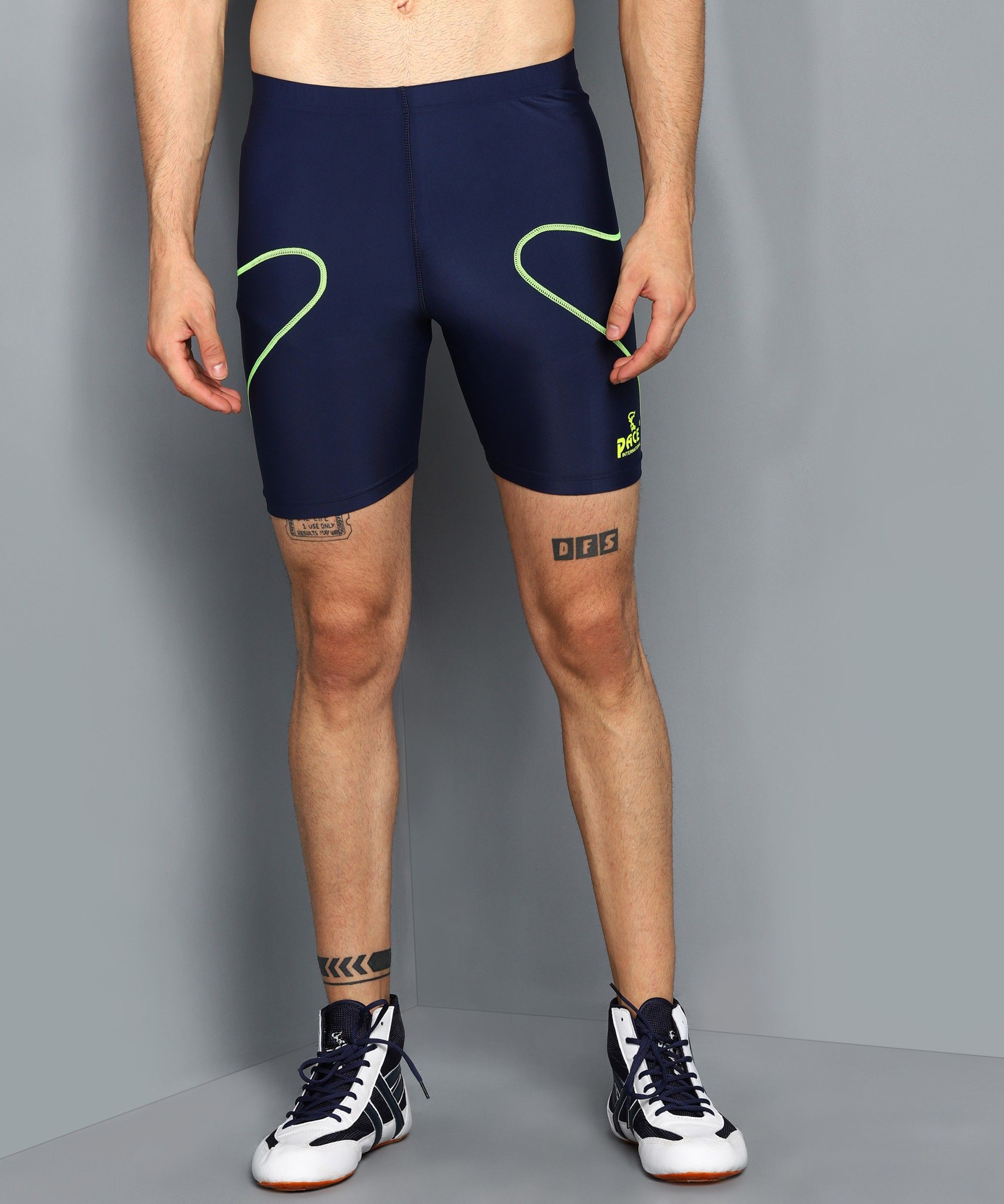 pace international Solid Men Dark Blue, Green Tights-picture-17
