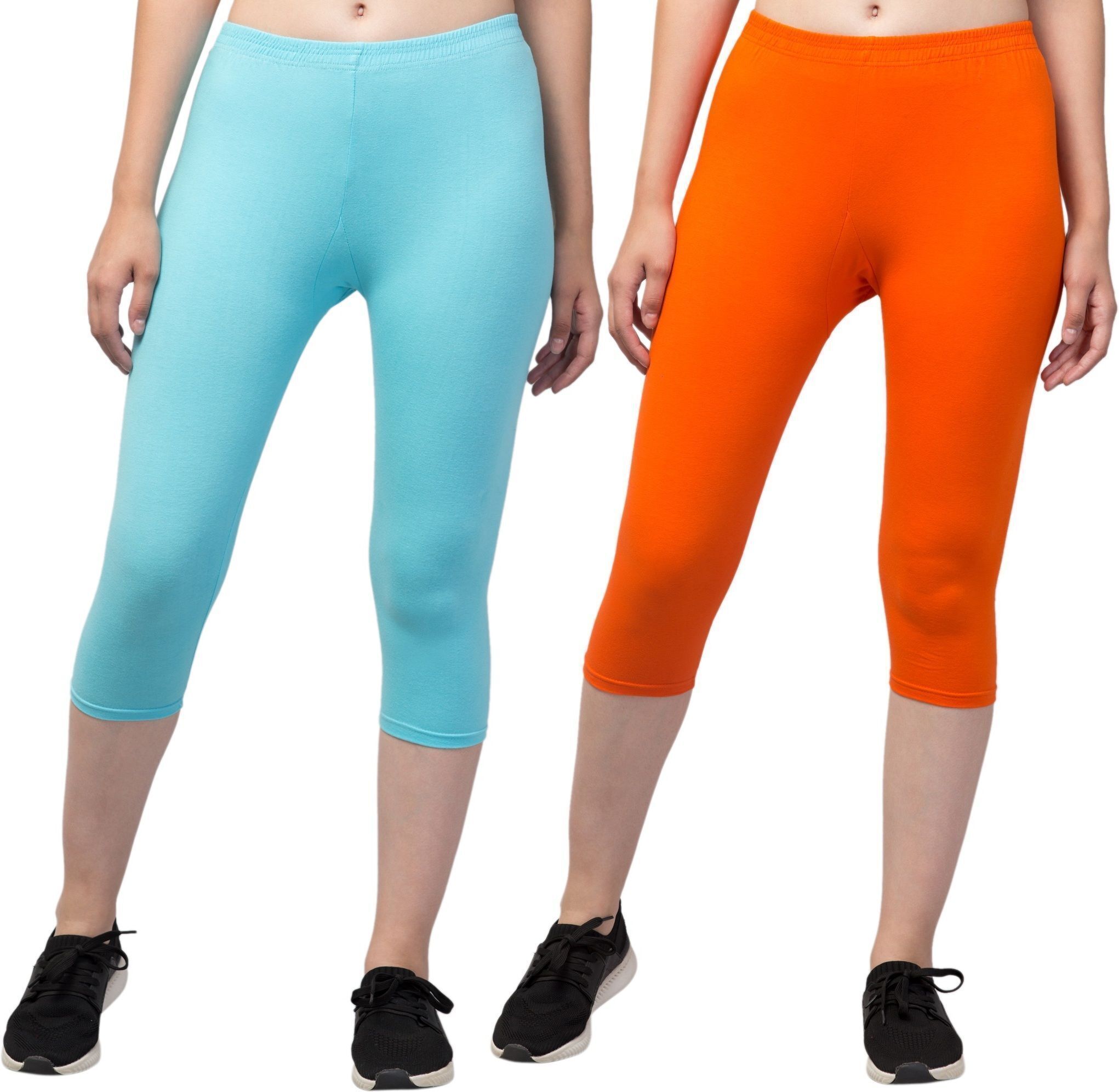 Solid Women Light Blue, Orange Tights-image-13