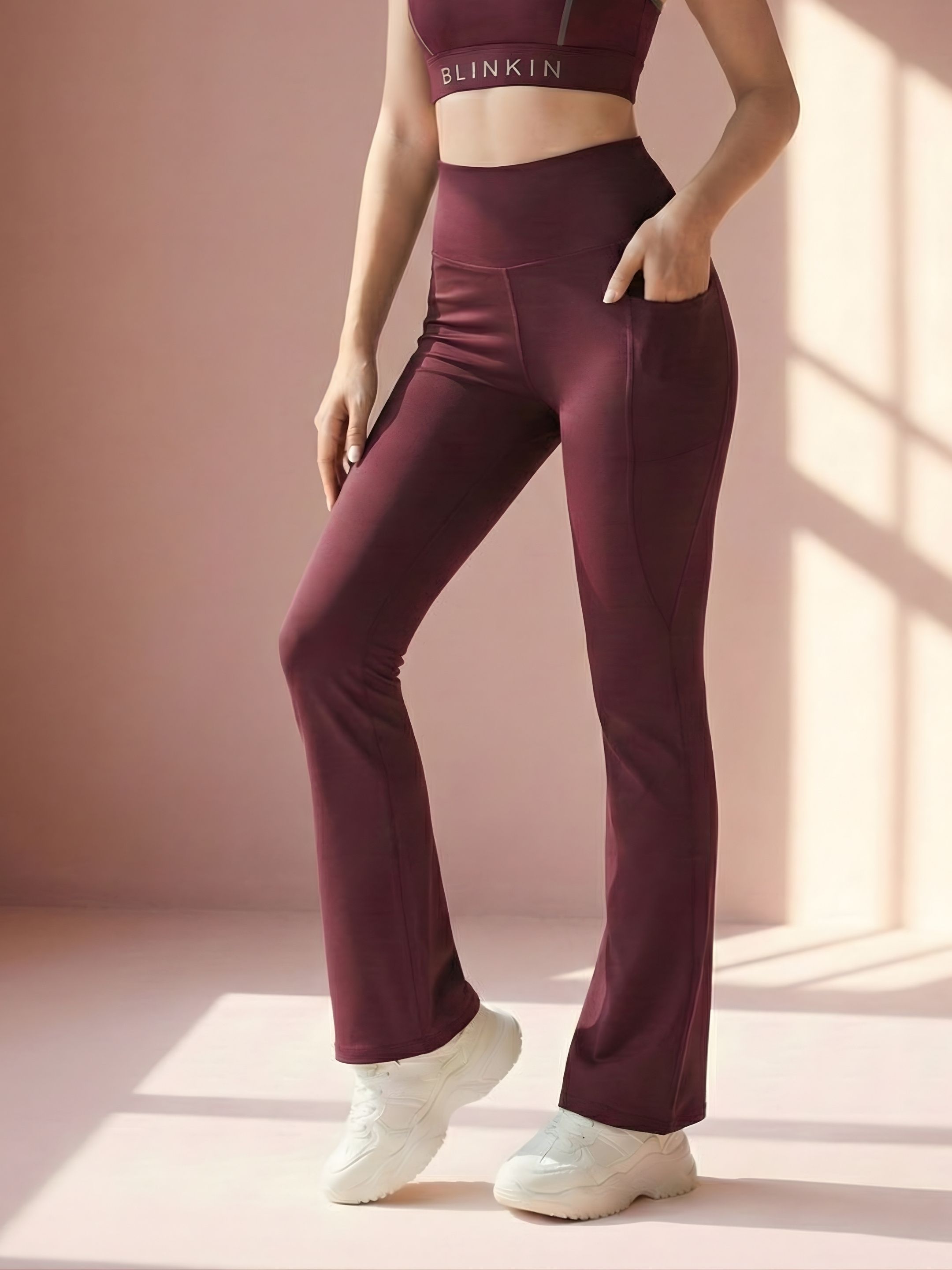 blinkin Solid Women Maroon Tights-picture-17