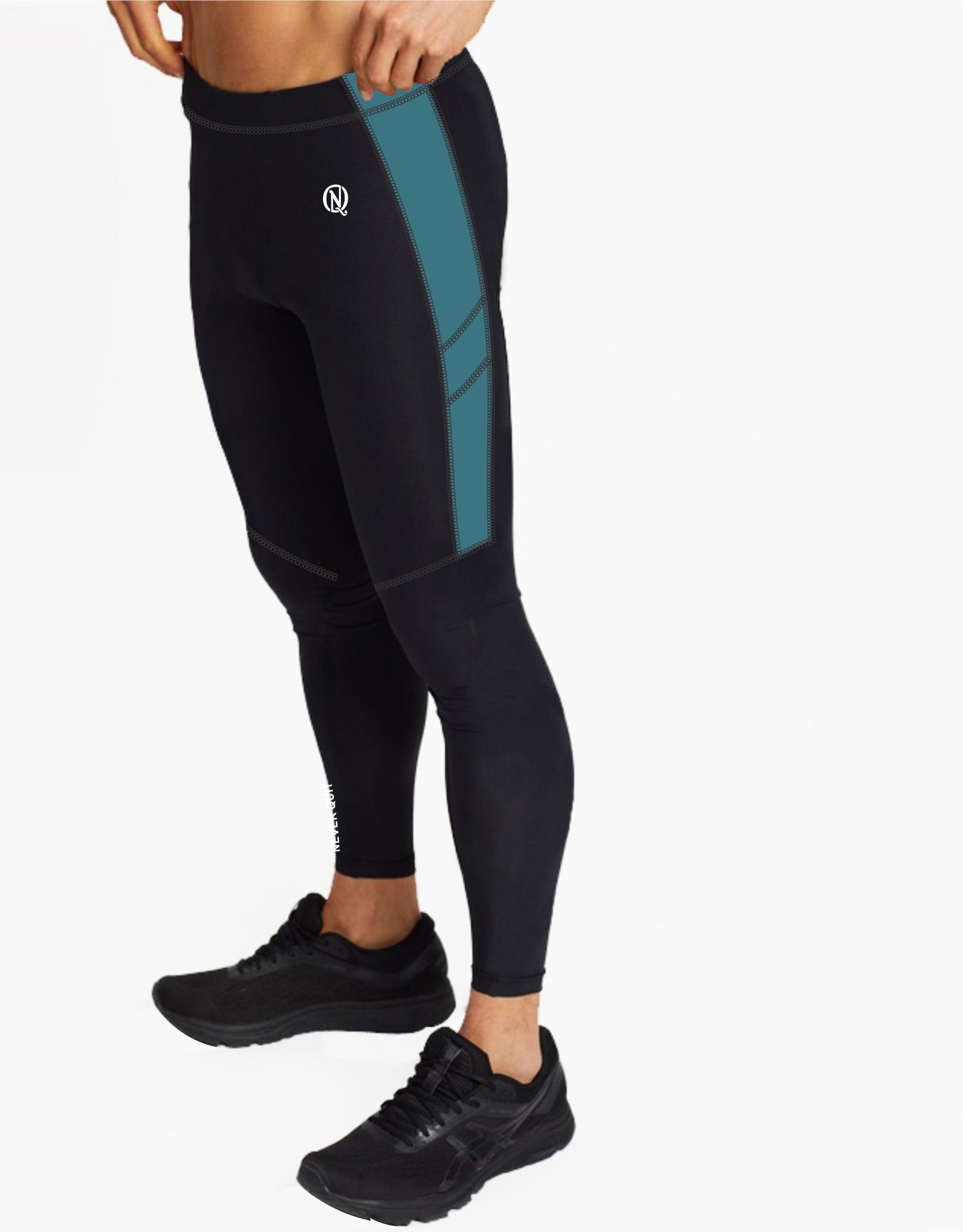 Color Block Men Blue, Black Tights-image-3