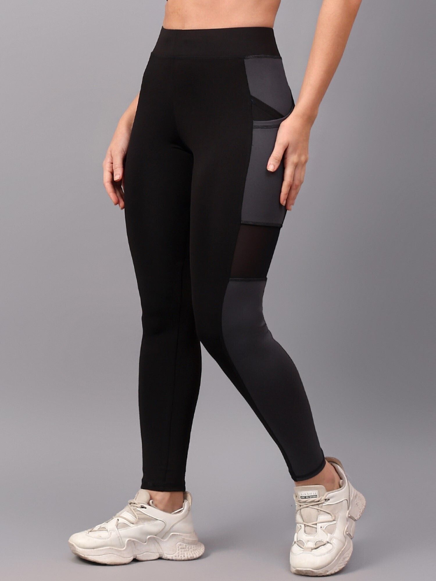 cosvos Color Block Women Black Tights-picture-28