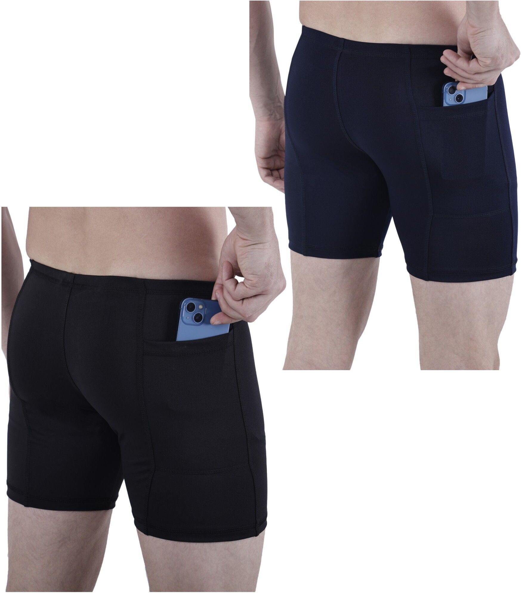 Solid Men Black, Dark Blue Tights