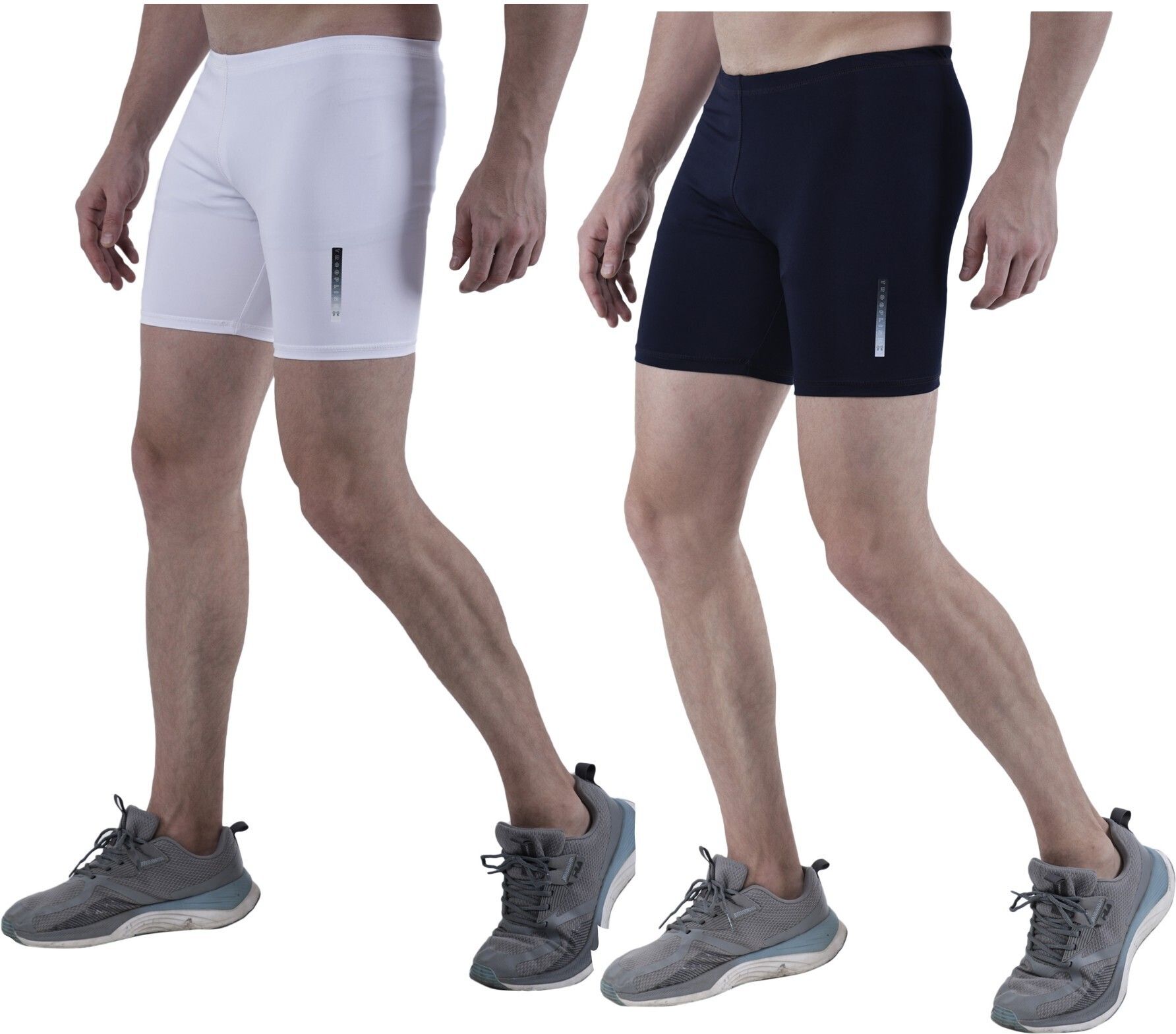 Solid Men White, Dark Blue Tights