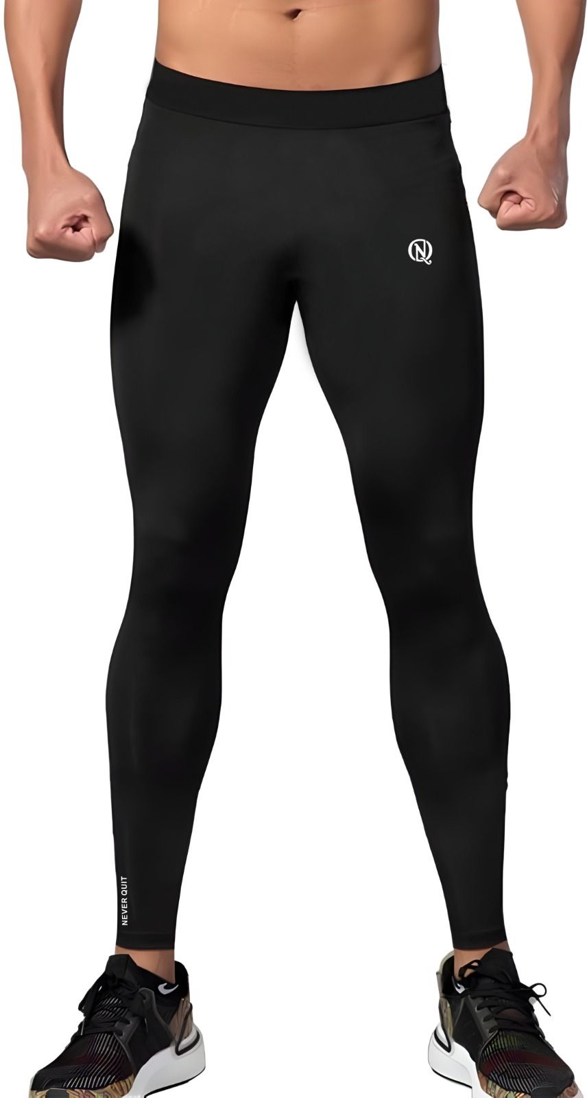 never quit Color Block Men Black Tights-picture-25