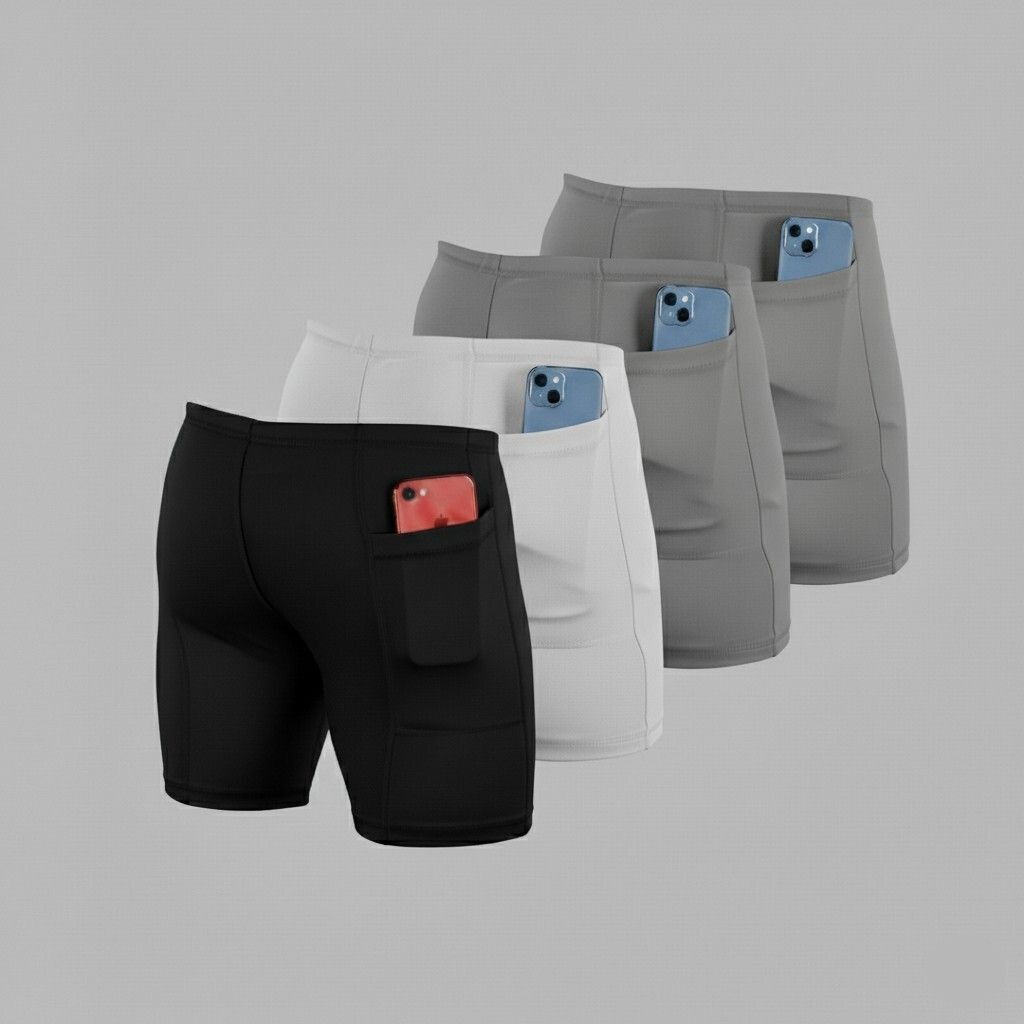 troopline Solid Men Black, White, Grey, Grey Tights-picture-13