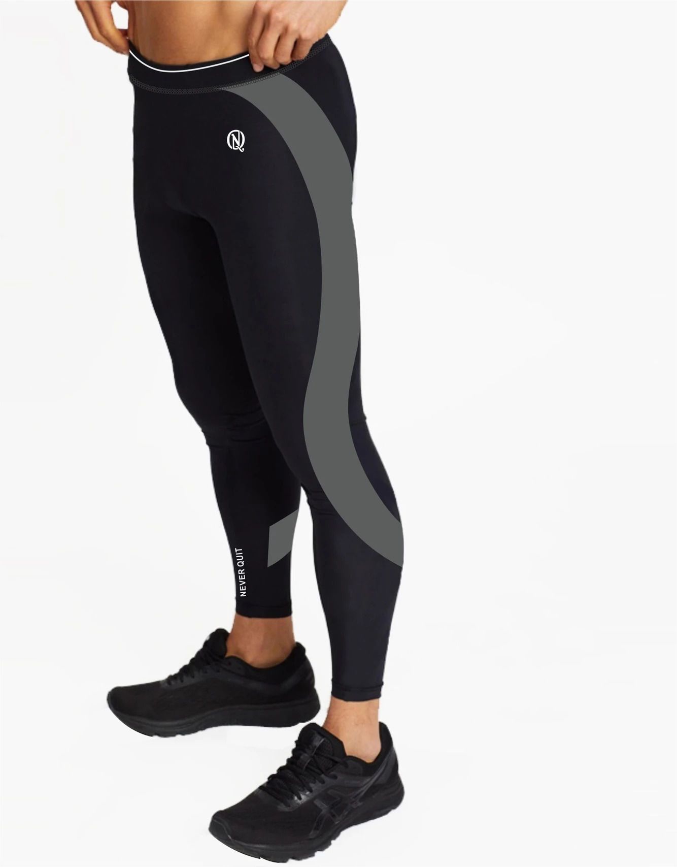 never quit Color Block Men Grey Tights-picture-24