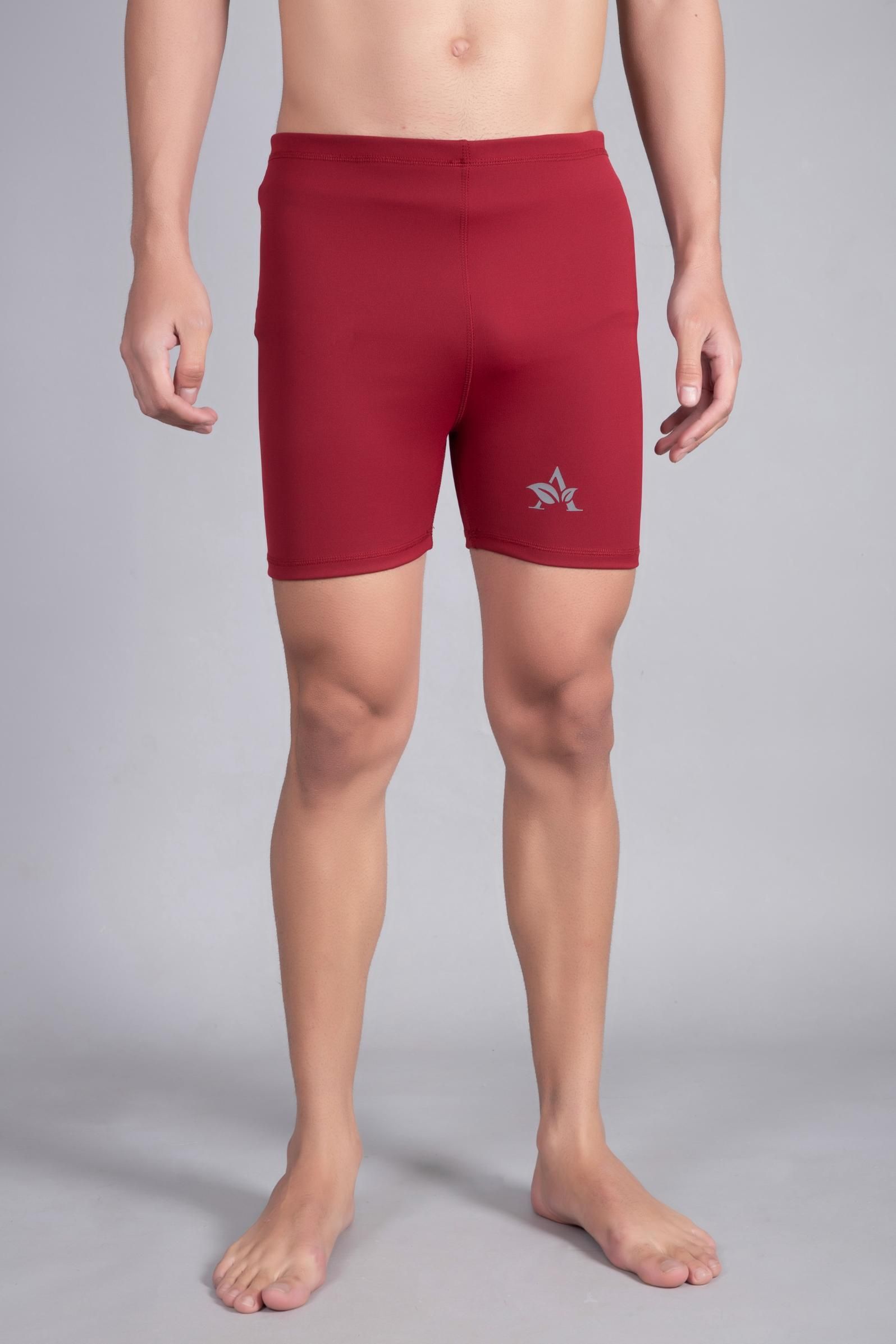 Swimming Men Shorts Solid Men Swim Bottom Maroon Swimsuit