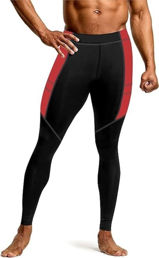 never quit Color Block Men Red Tights-picture-26