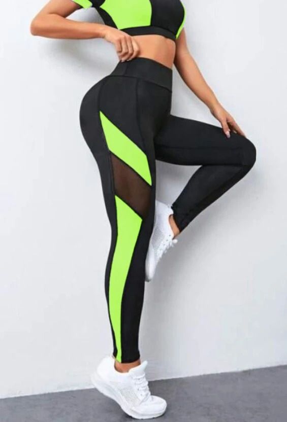kgn hub Color Block Women Black, Green Tights-picture-6