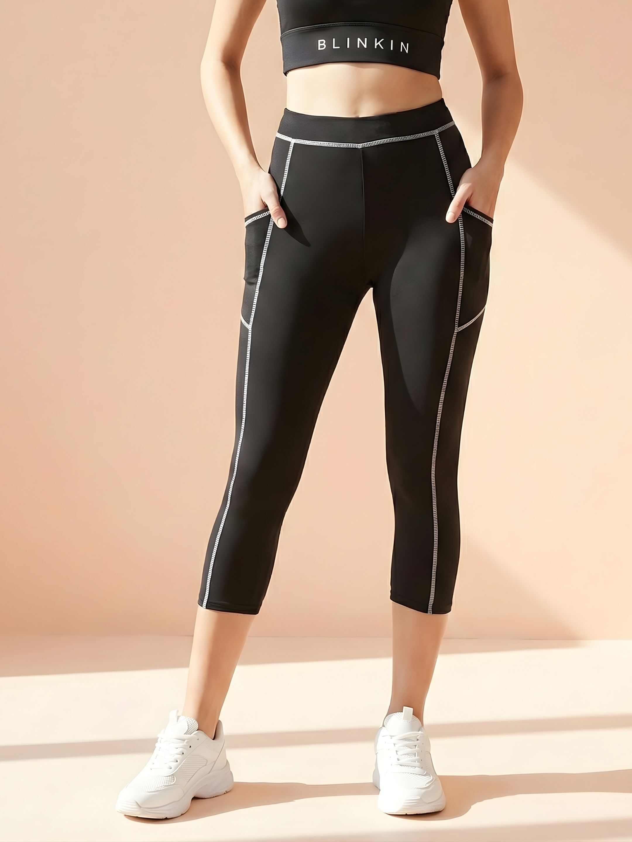 blinkin Solid Women White, Black Tights-picture-37