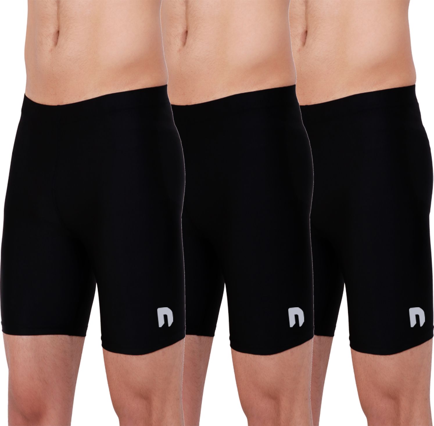 Solid Men Black Tights