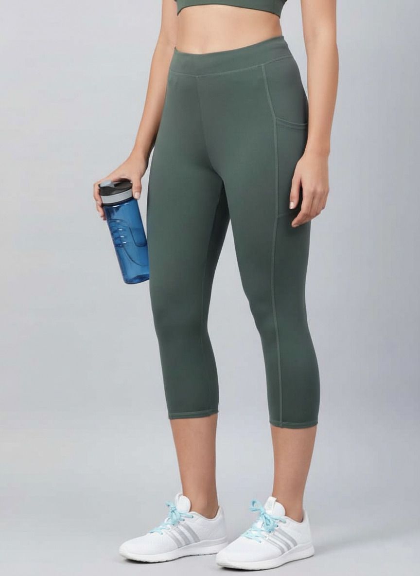 Solid Women Dark Green Tights-image-27