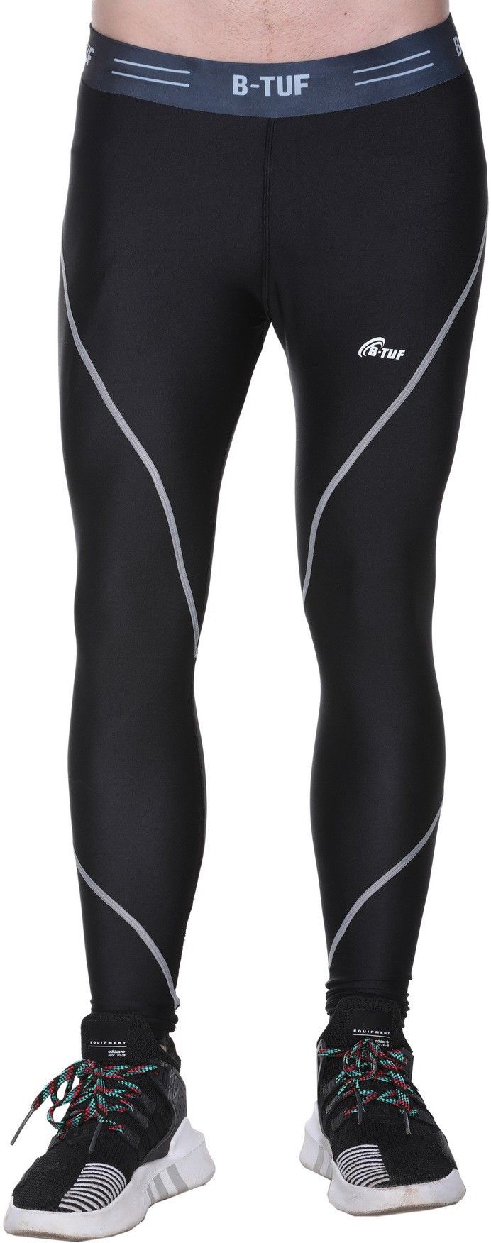 b-tuf Solid Men Black, Grey Tights-picture-21