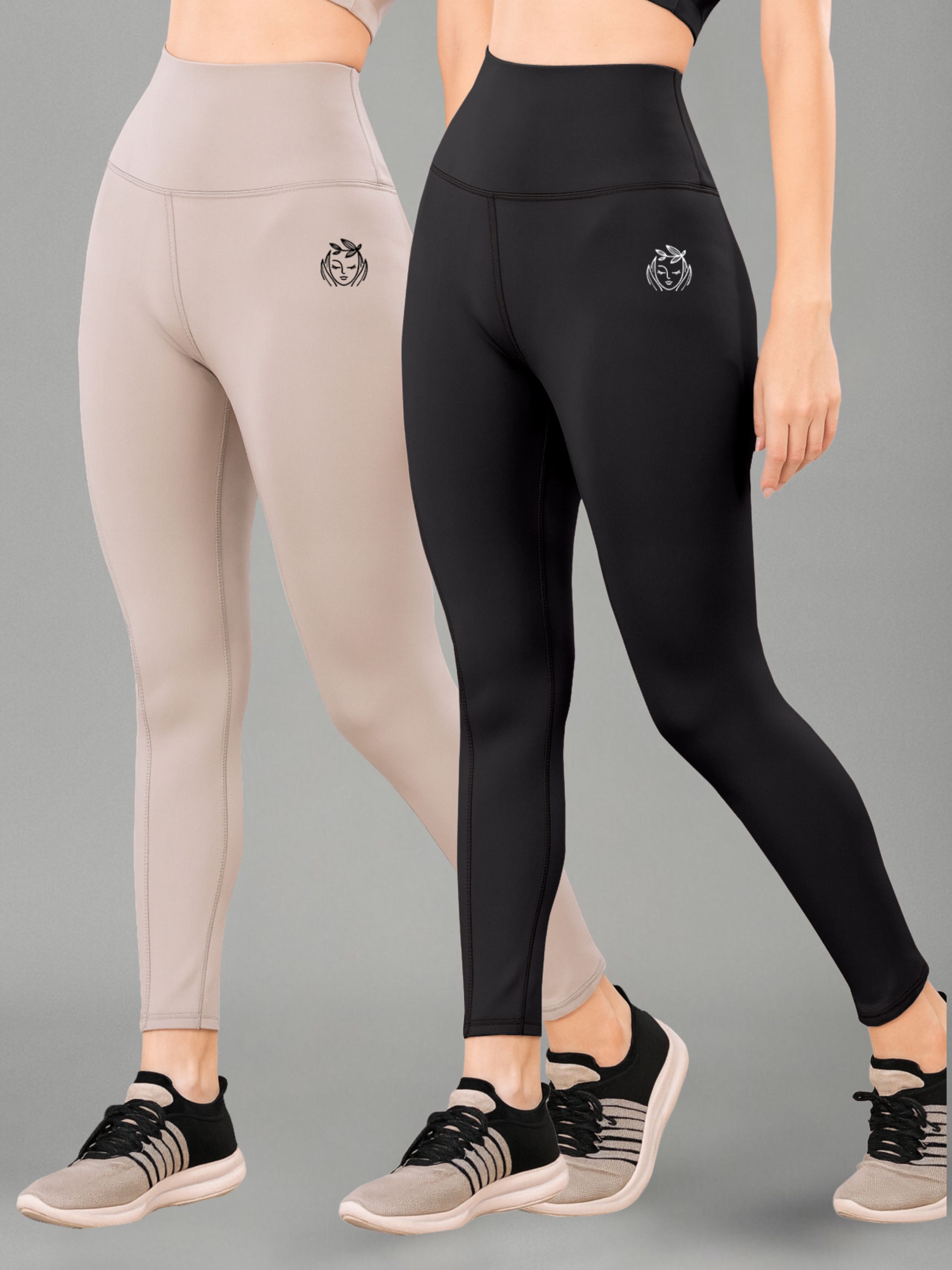 poojaran Pack of 2 Women Solid Grey, Black Track Pants-picture-30