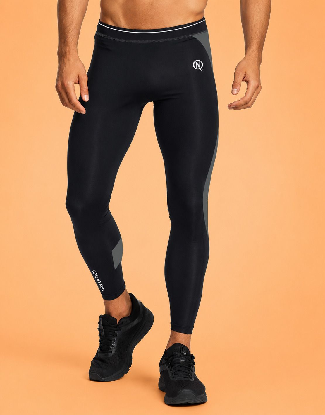 never quit Solid Men Black Tights-picture-21