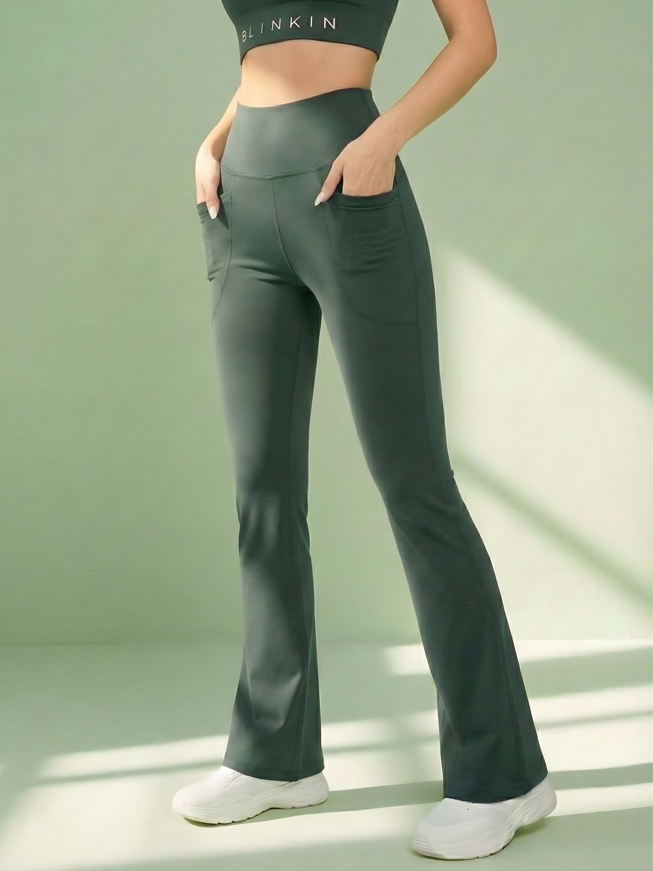 blinkin Solid Women Dark Green Tights-picture-19