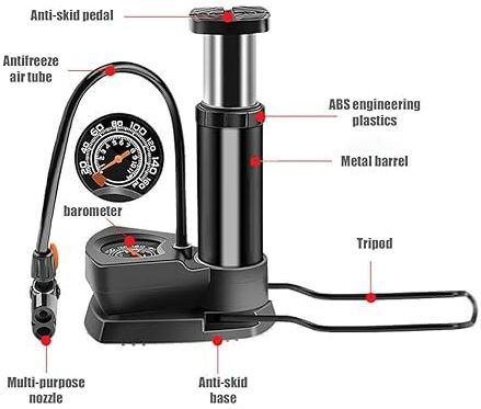 Compact Foot Pump with Digital Gauge for Bicycle Basketball Football Bicycle Pump-image-46