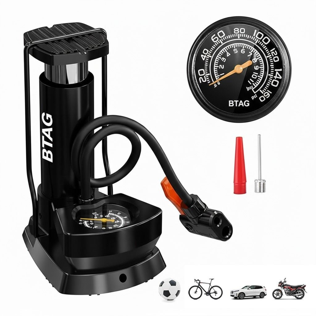 btag AU003 FOOT AIR PUMP 150 psi Tyre Air Pump for Car & Bike-picture-21