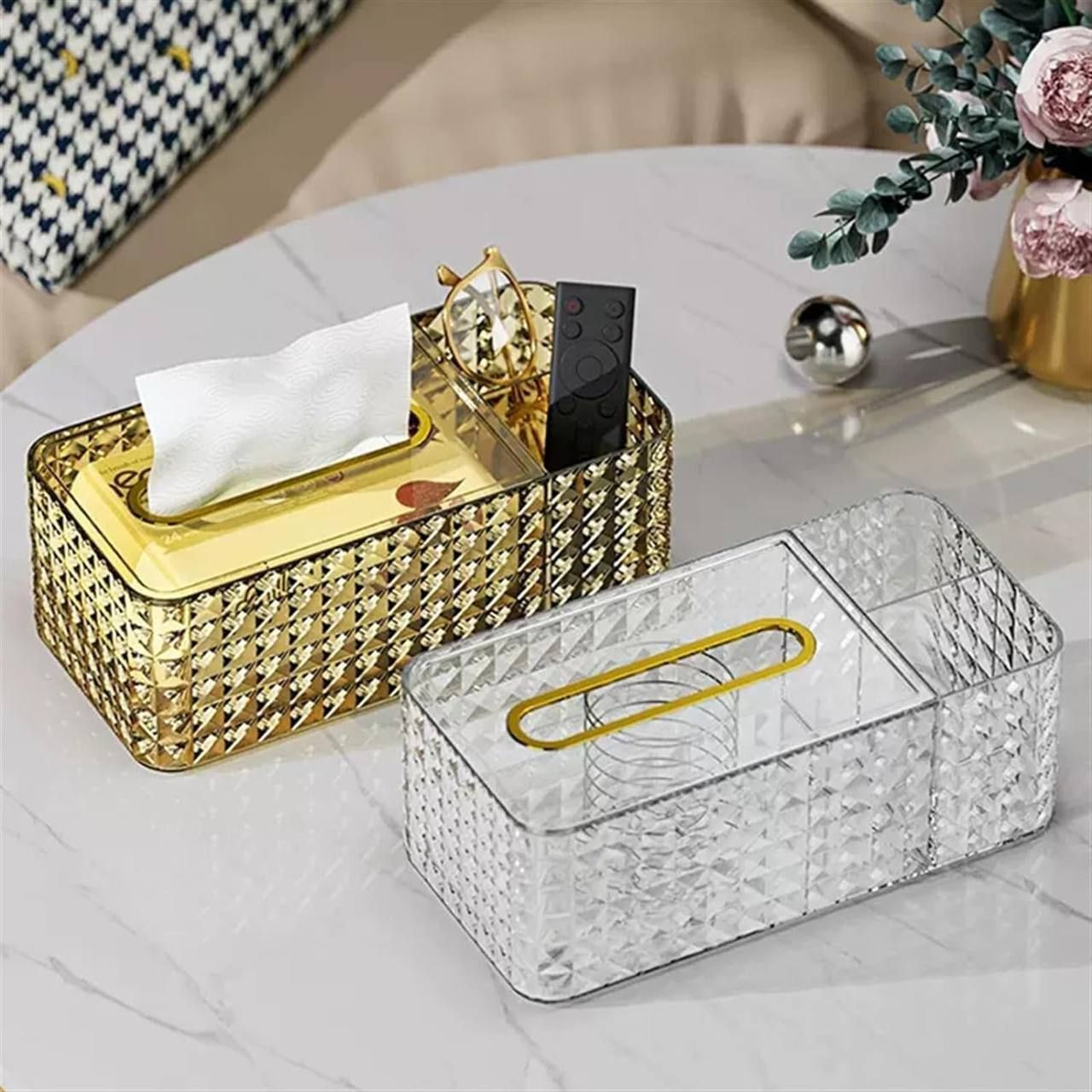 Luxury Tissue Box Paper Holder Tissue Box Holder Makeup Brush Multicolour Towel Holder-image-38