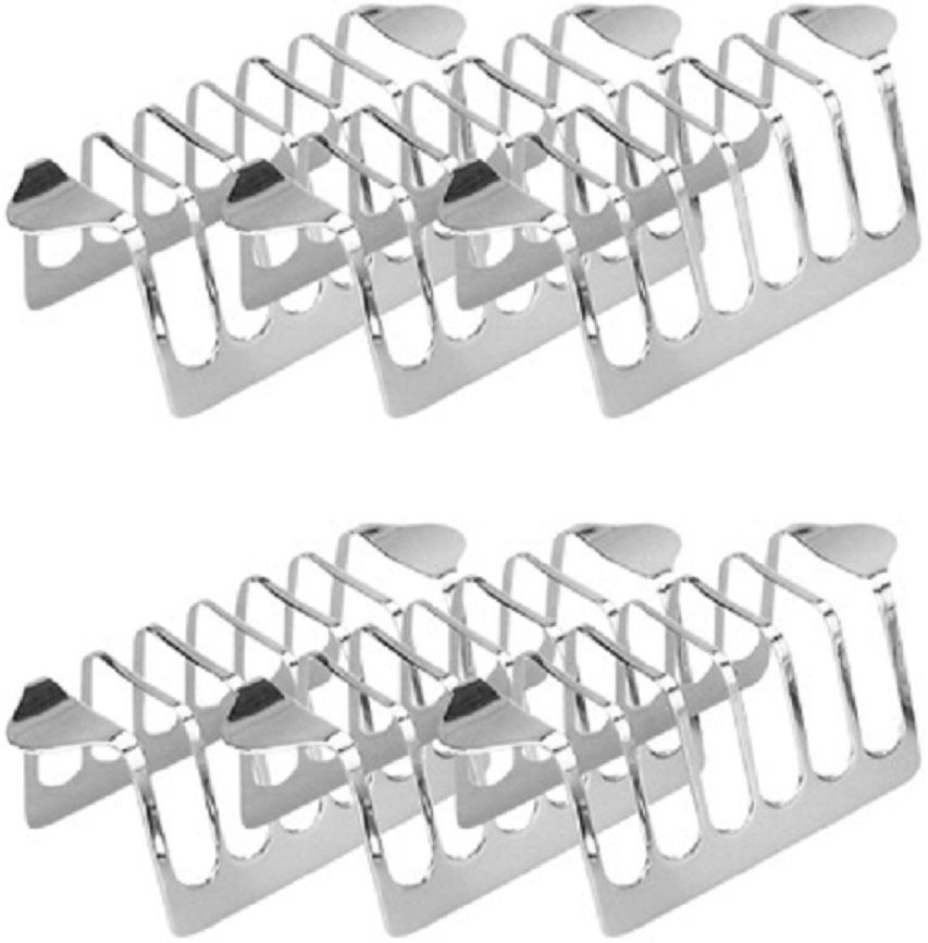 Stainless Steel 6 Slit Toast Rack Bread Loaf Slice Holder/Stand Set of 6 6 Slice Toast Rack