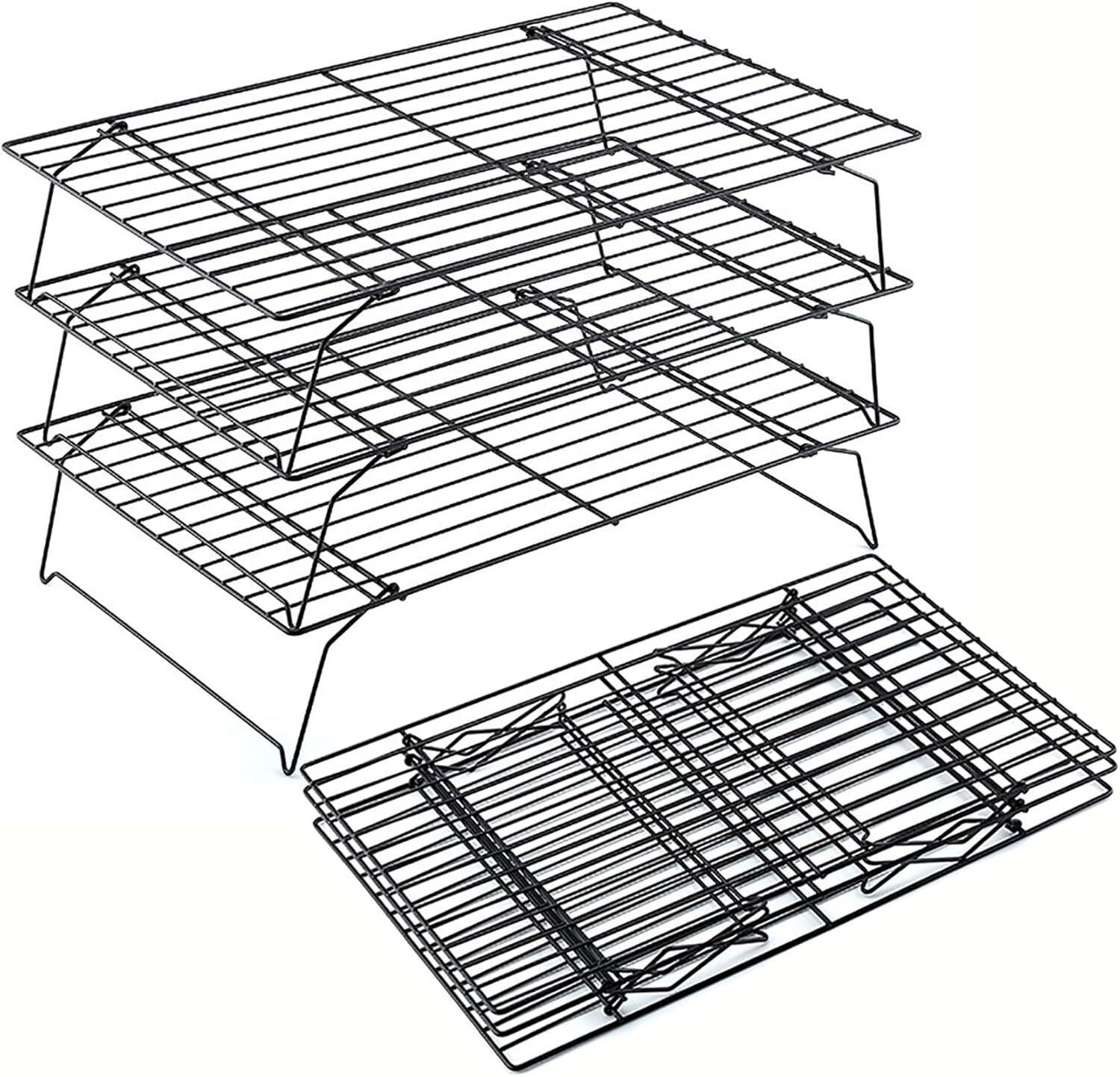 Stainless Steel 3 Tier Cooling Rack for Baking Cookies Cakes Bread Stackable 3 Slice Toast Rack